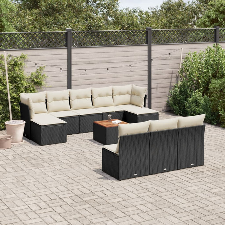 Loungegrupp För Trädgården M. Dynor 11 Delar Beige Konstrotting