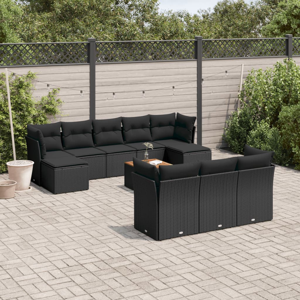 Loungegrupp För Trädgården M. Dynor 11 Delar Beige Konstrotting