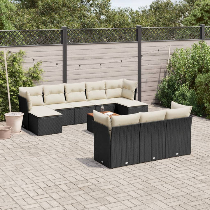 Loungegrupp För Trädgården M. Dynor 11 Delar Beige Konstrotting