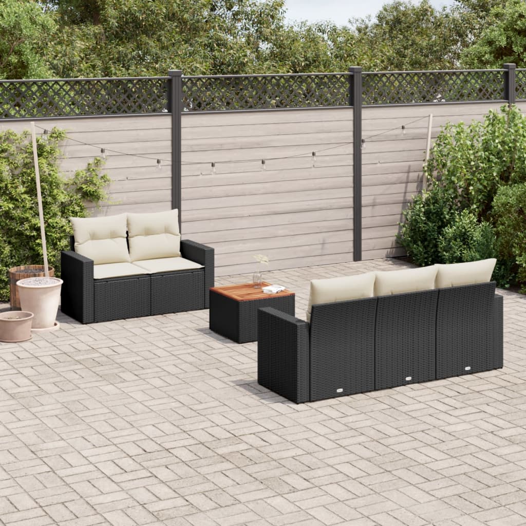 Soffgrupp För Trädgården Med Dynor 6 Delar Beige Konstrotting