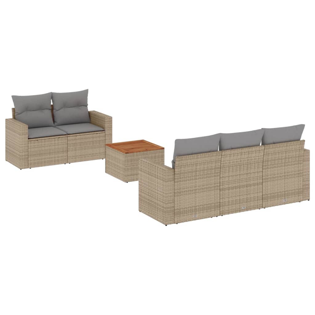 Soffgrupp För Trädgården Med Dynor 6 Delar Beige Konstrotting