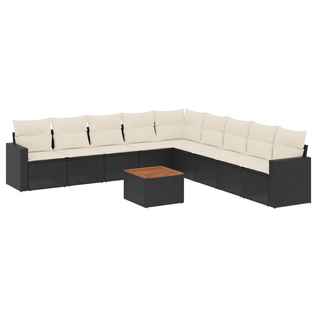 Loungegrupp 10 Delar Med Svarta Dynor Konstrotting