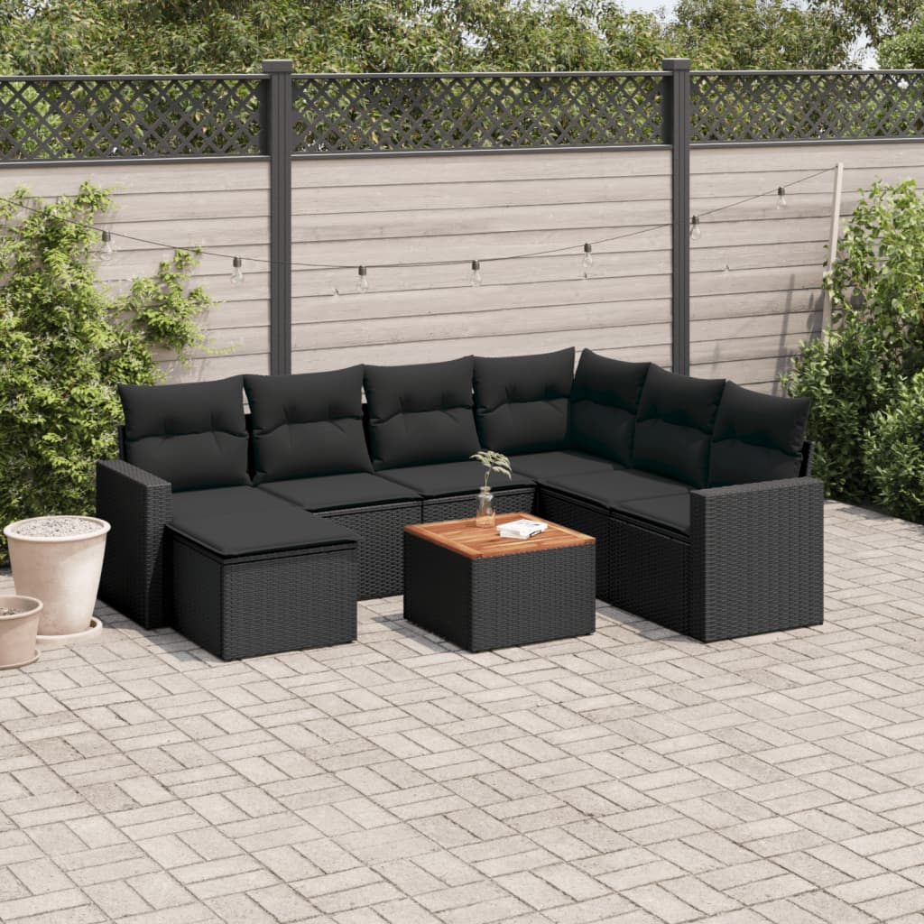 Matgrupp För Trädgården Med Dynor 8 Delar Beige Konstrotting