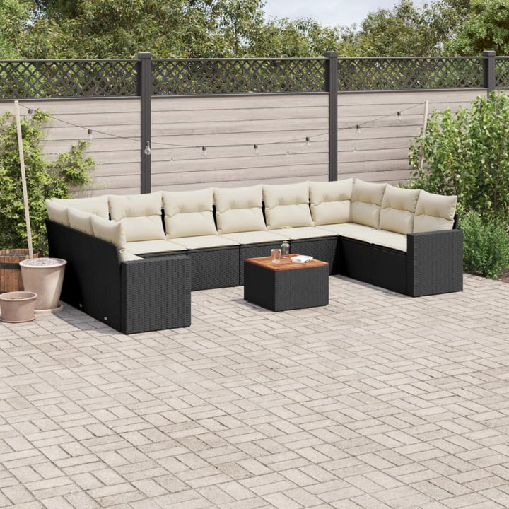 Loungegrupp För Trädgården M. Dynor 11 Delar Beige Konstrotting