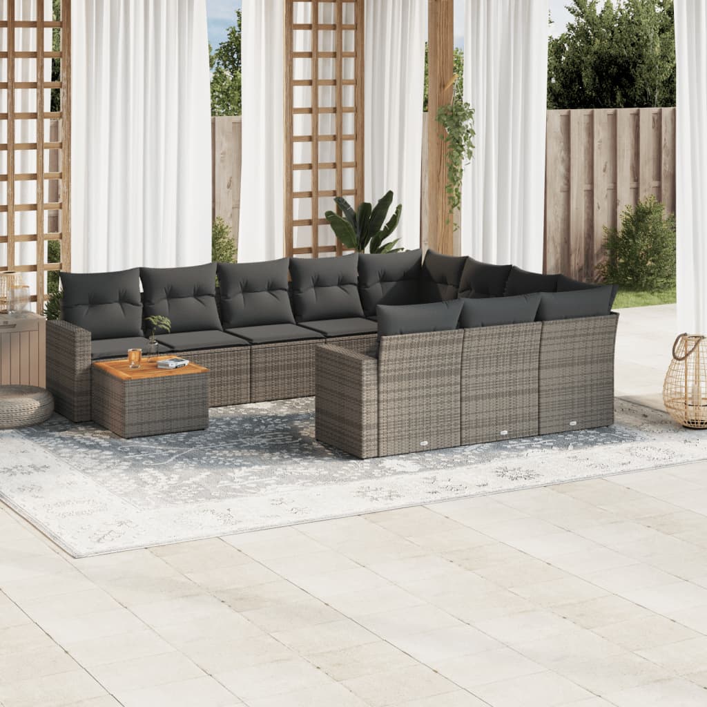 Loungegrupp För Trädgården M. Dynor 11 Delar Beige Konstrotting