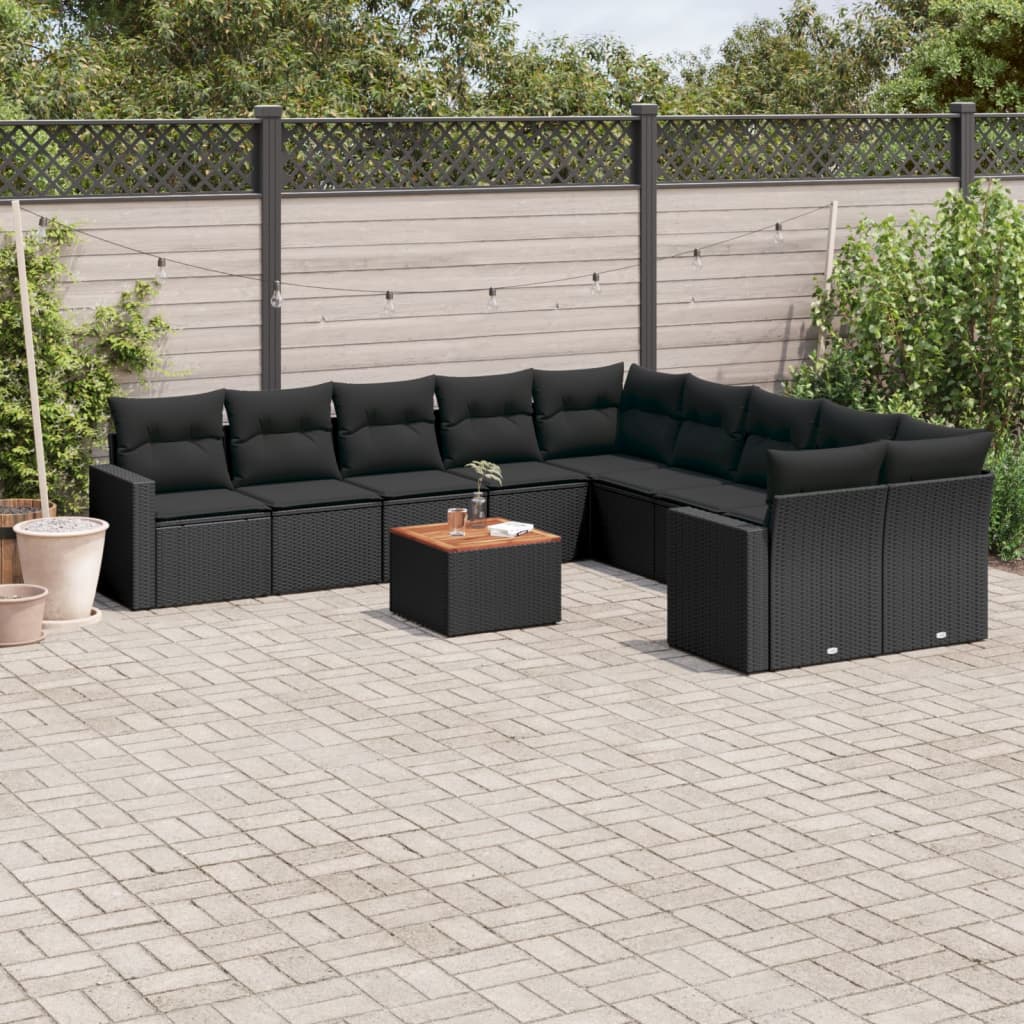 Loungegrupp För Trädgården M. Dynor 11 Delar Beige Konstrotting