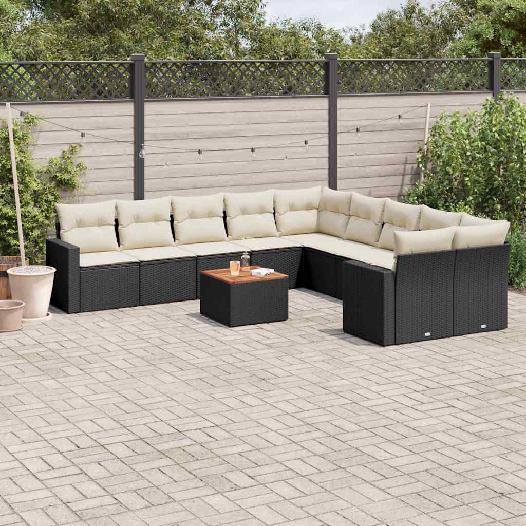 Loungegrupp För Trädgården M. Dynor 11 Delar Beige Konstrotting