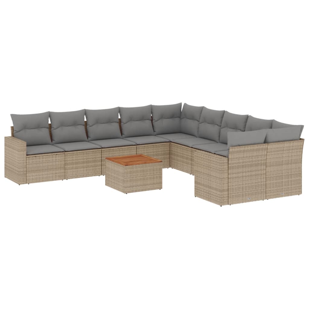 Loungegrupp För Trädgården M. Dynor 11 Delar Beige Konstrotting