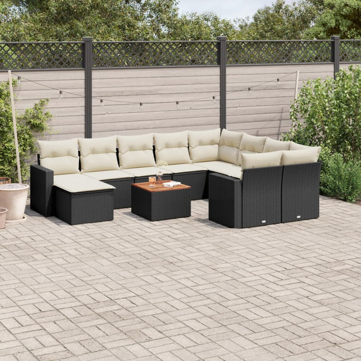 Loungegrupp För Trädgården M. Dynor 11 Delar Beige Konstrotting