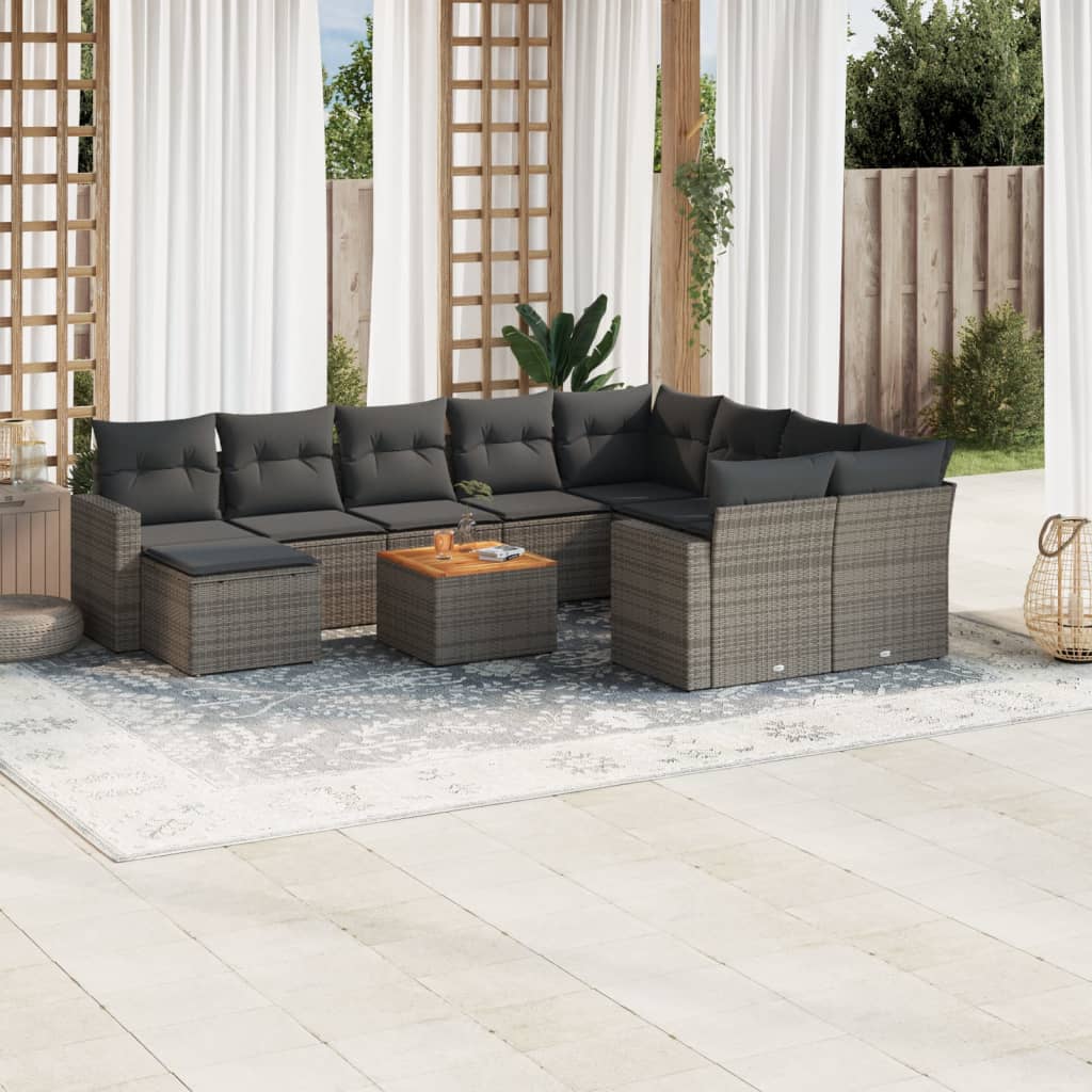 Loungegrupp För Trädgården M. Dynor 11 Delar Beige Konstrotting