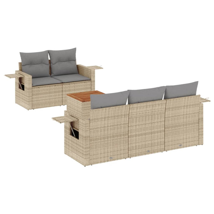 Soffgrupp För Trädgården Med Dynor 6 Delar Beige Konstrotting