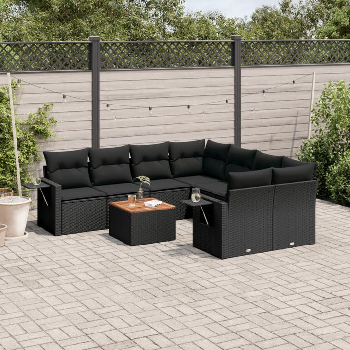 Soffgrupp För Trädgården Med Dynor 9 Delar Beige Konstrotting