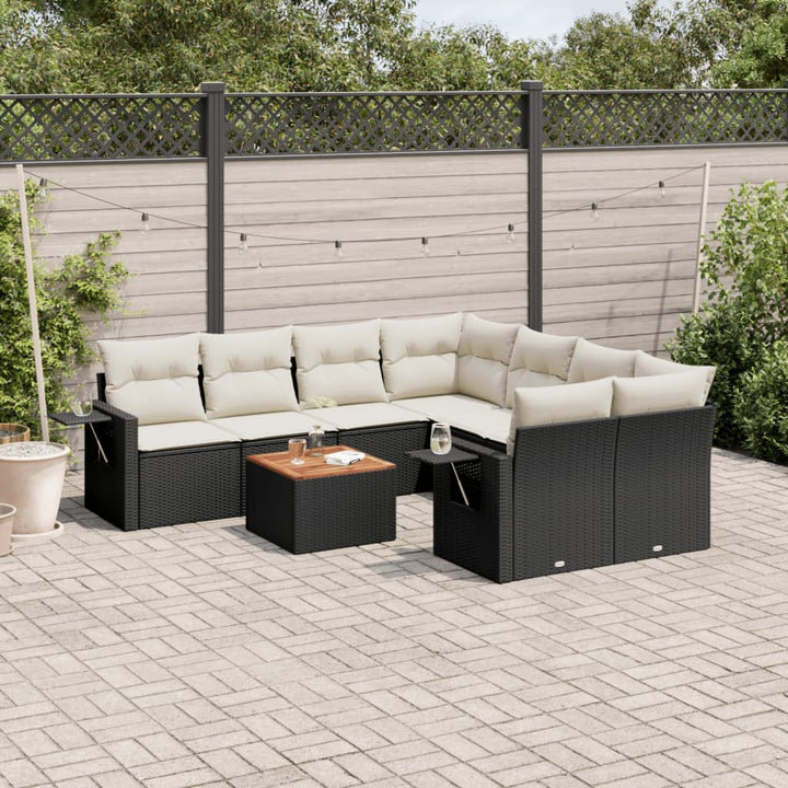 Soffgrupp För Trädgården Med Dynor 9 Delar Beige Konstrotting