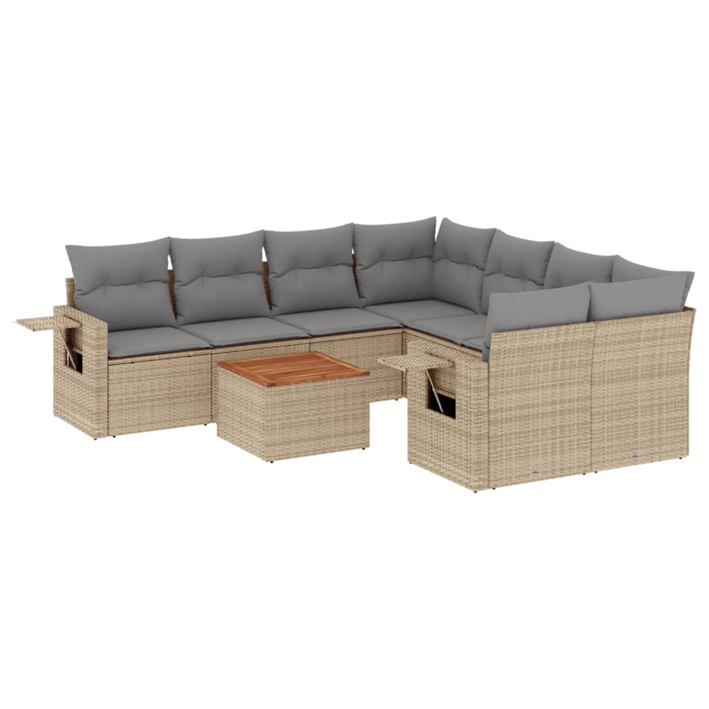 Soffgrupp För Trädgården Med Dynor 9 Delar Beige Konstrotting