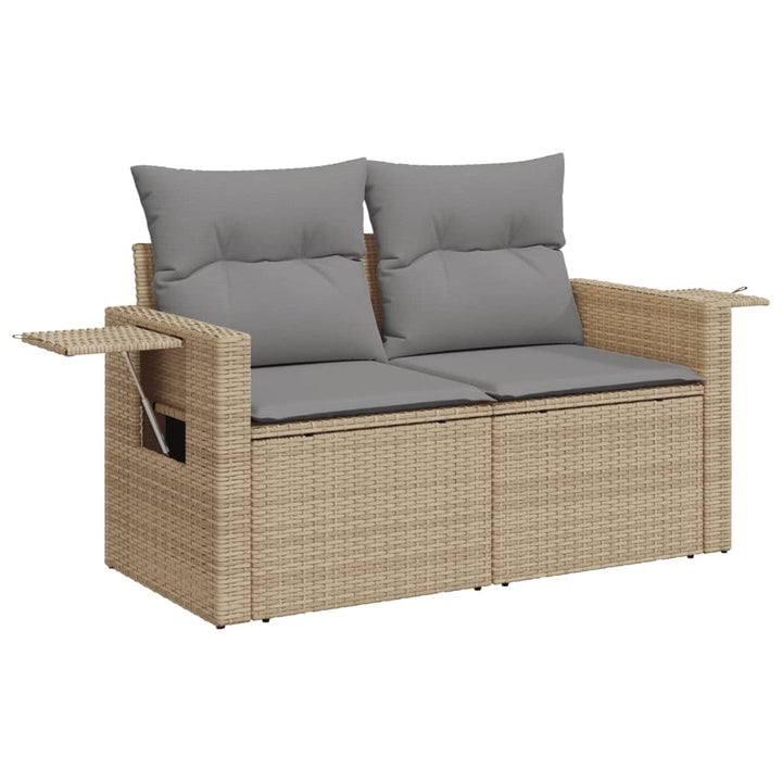 Soffgrupp För Trädgården Med Dynor 9 Delar Beige Konstrotting
