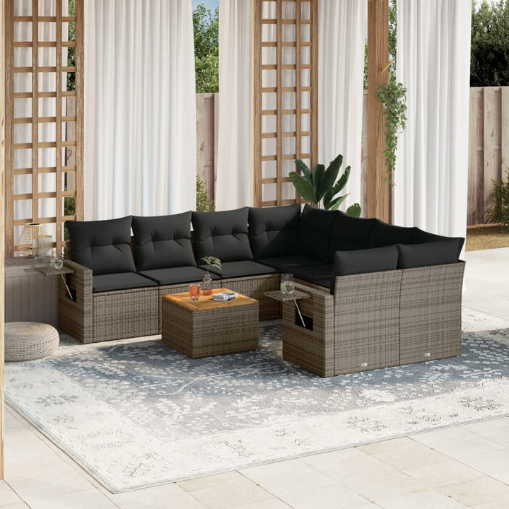 Soffgrupp För Trädgården Med Dynor 9 Delar Beige Konstrotting