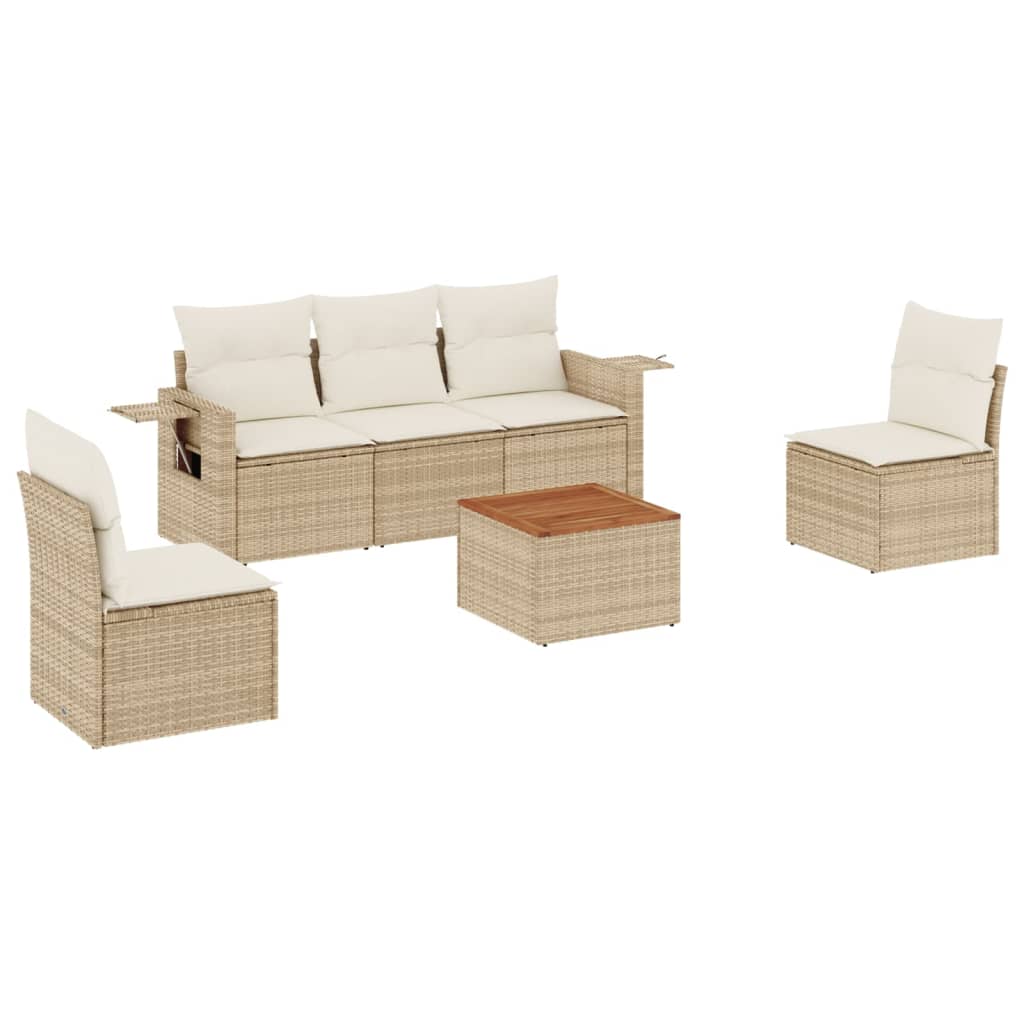 Soffgrupp För Trädgården Med Dynor 6 Delar Beige Konstrotting