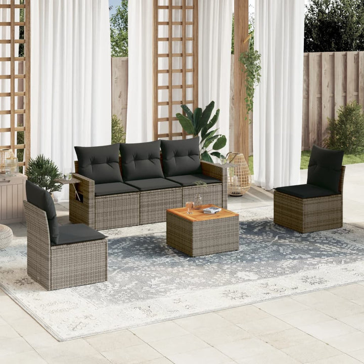 Soffgrupp För Trädgården Med Dynor 6 Delar Beige Konstrotting