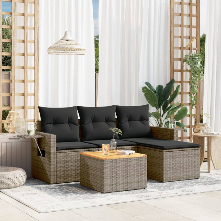 Soffgrupp För Trädgården Med Dynor 5 Delar Beige Konstrotting
