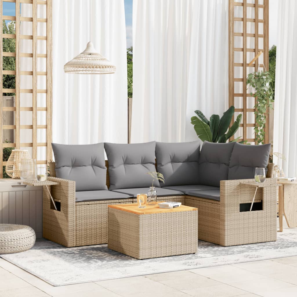 Loungegrupp För Trädgården Med Dynor 5 Delar Svart Konstrotting