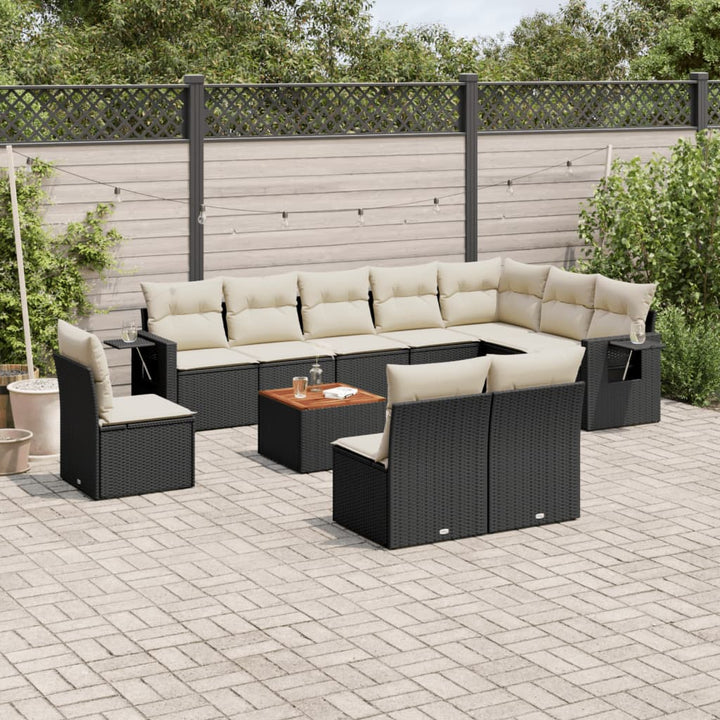 Loungegrupp För Trädgården M. Dynor 11 Delar Beige Konstrotting