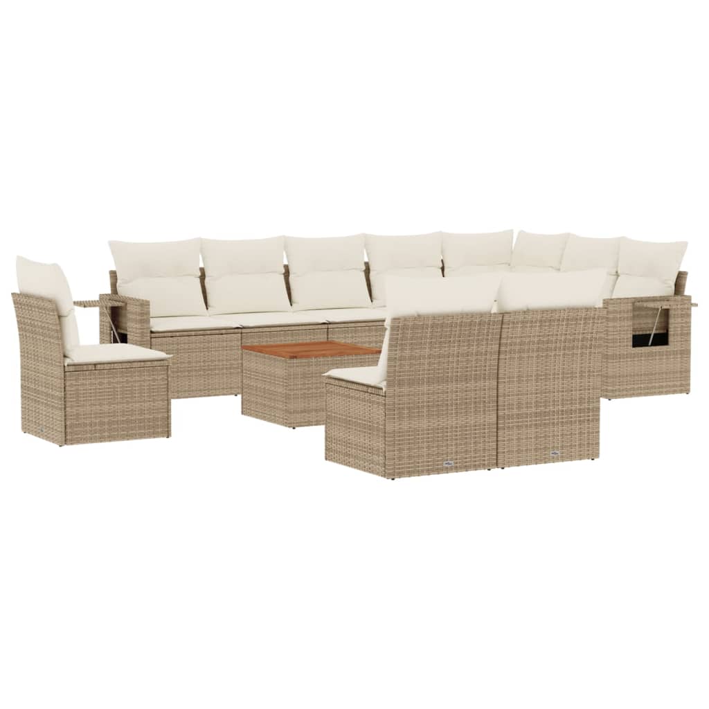 Loungegrupp För Trädgården M. Dynor 11 Delar Beige Konstrotting