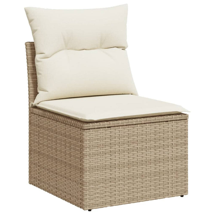Loungegrupp För Trädgården M. Dynor 11 Delar Beige Konstrotting