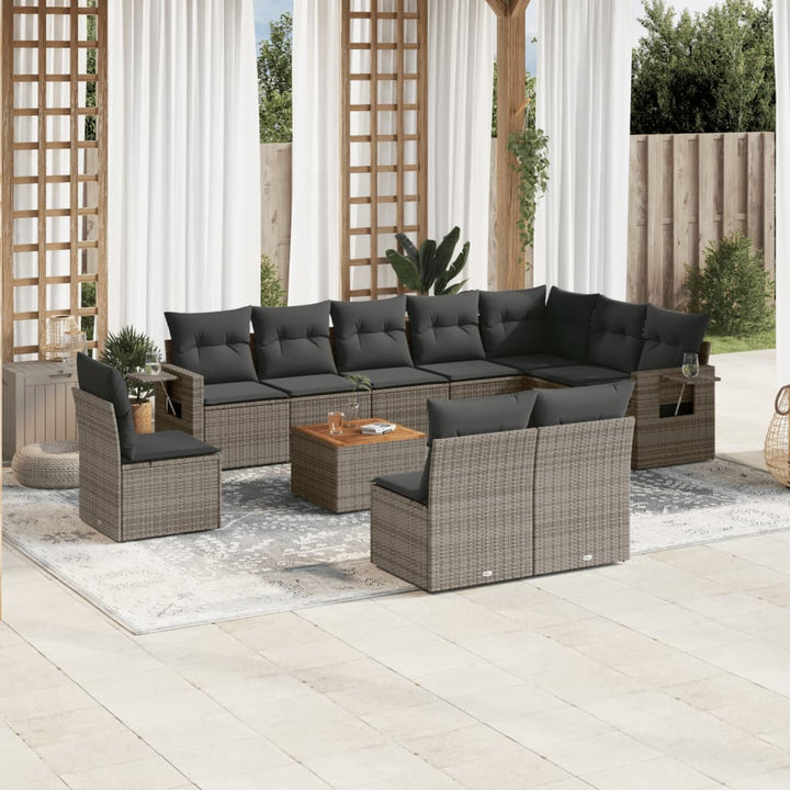 Loungegrupp För Trädgården M. Dynor 11 Delar Beige Konstrotting