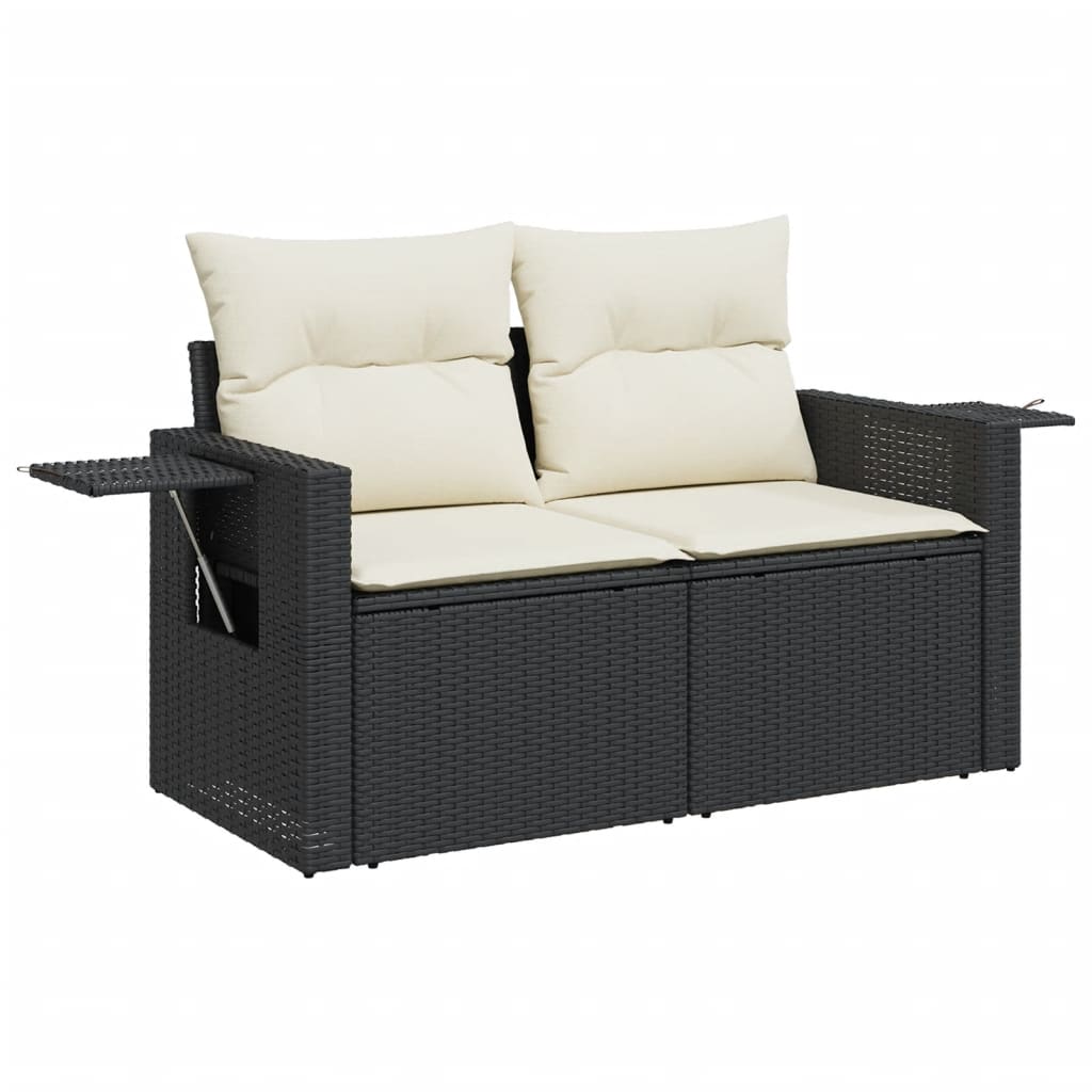 Loungegrupp Med Dynor 12 Delar Svart Konstrotting
