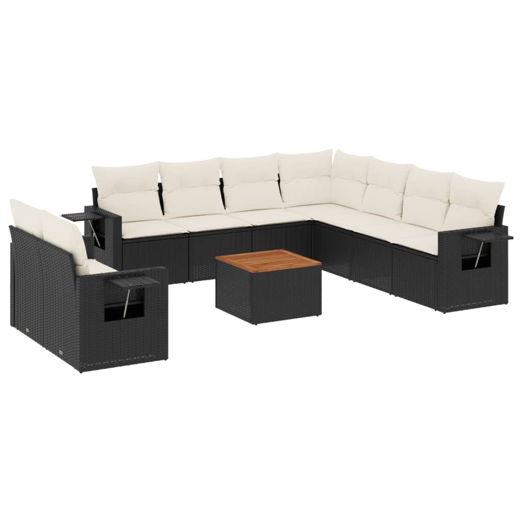 Loungegrupp 10 Delar Med Svarta Dynor Konstrotting
