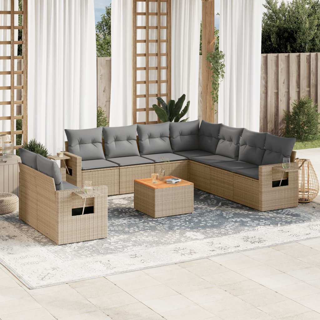 Loungegrupp 10 Delar Med Svarta Dynor Konstrotting