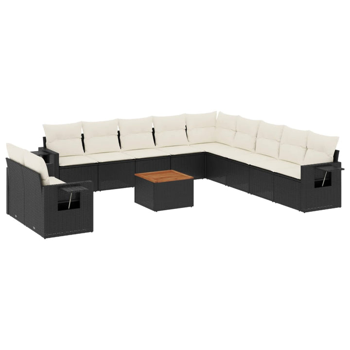 Loungegrupp Med Dynor 12 Delar Svart Konstrotting