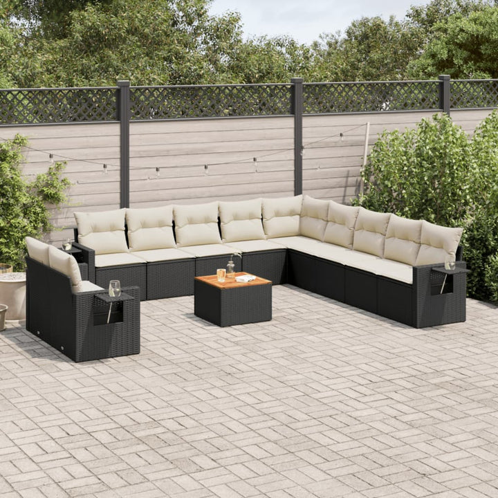 Loungegrupp Med Dynor 12 Delar Svart Konstrotting