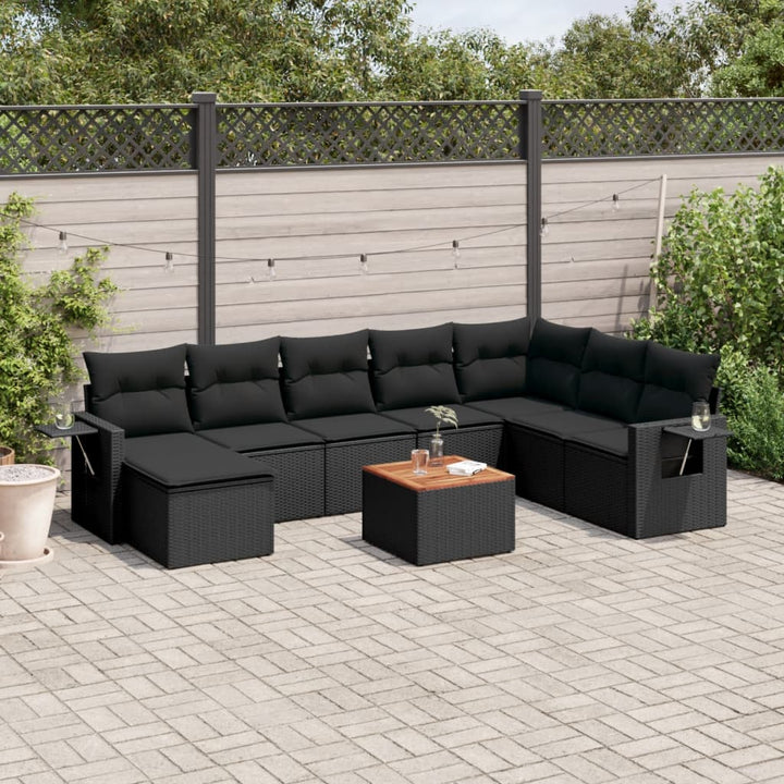 Soffgrupp För Trädgården Med Dynor 9 Delar Beige Konstrotting