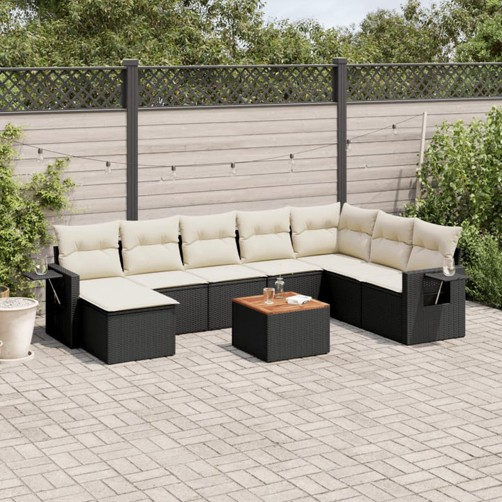 Soffgrupp För Trädgården Med Dynor 9 Delar Beige Konstrotting