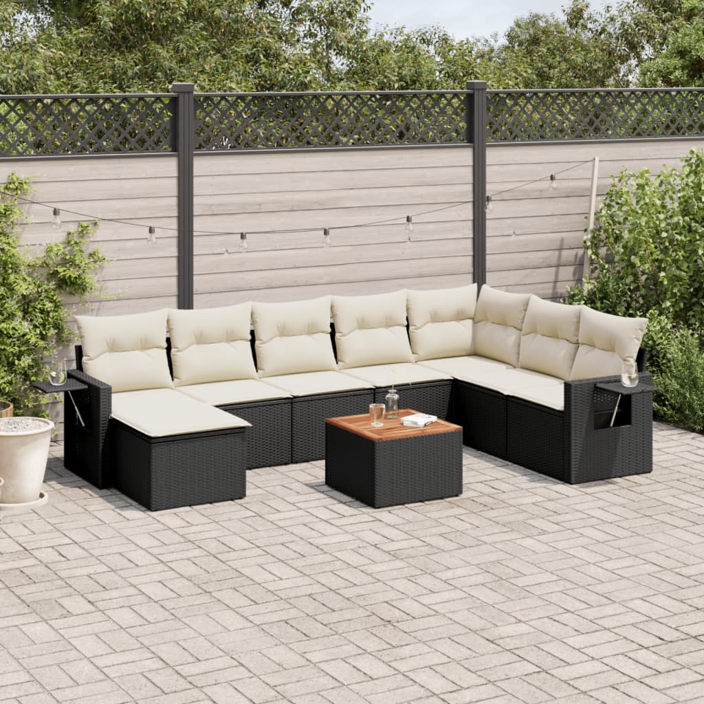 Soffgrupp För Trädgården Med Dynor 9 Delar Beige Konstrotting