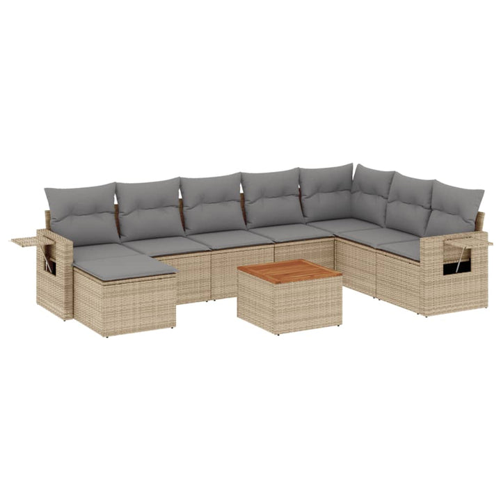 Soffgrupp För Trädgården Med Dynor 9 Delar Beige Konstrotting
