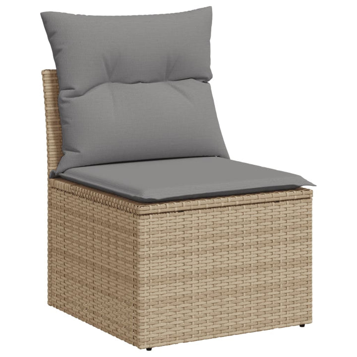 Soffgrupp För Trädgården Med Dynor 9 Delar Beige Konstrotting
