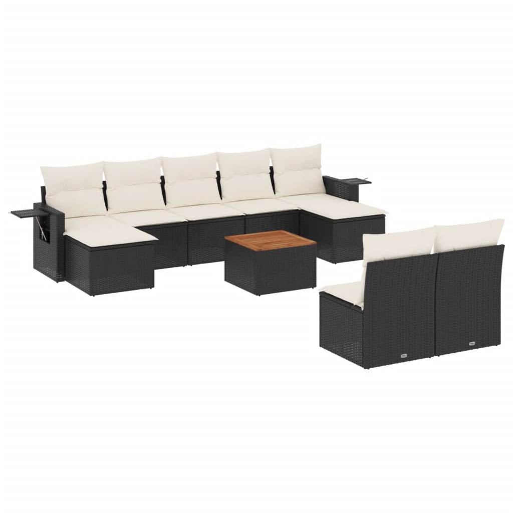 Loungegrupp 10 Delar Med Svarta Dynor Konstrotting