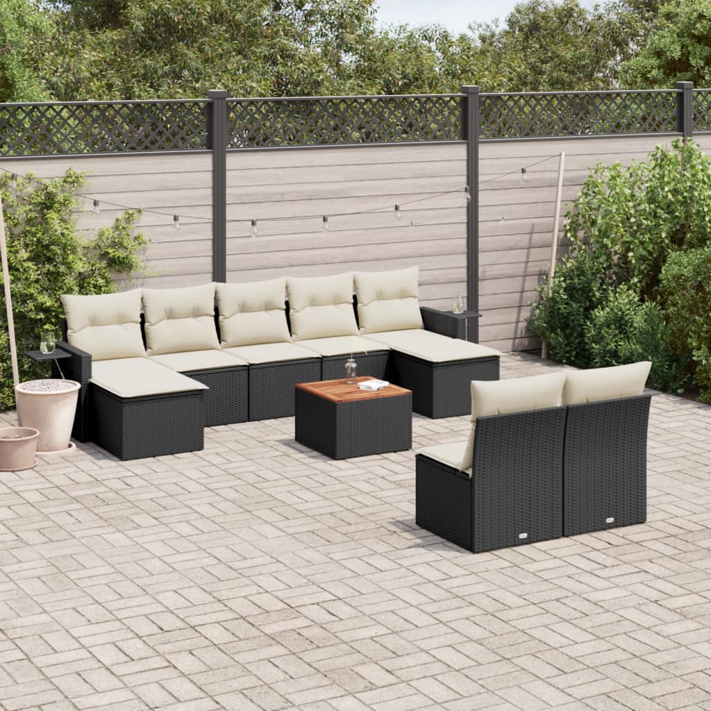 Loungegrupp 10 Delar Med Svarta Dynor Konstrotting