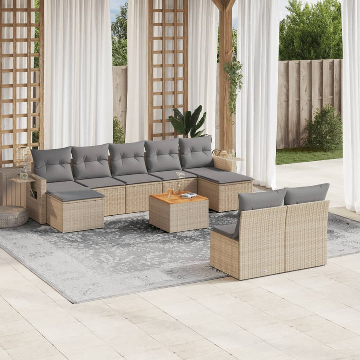 Loungegrupp 10 Delar Med Svarta Dynor Konstrotting