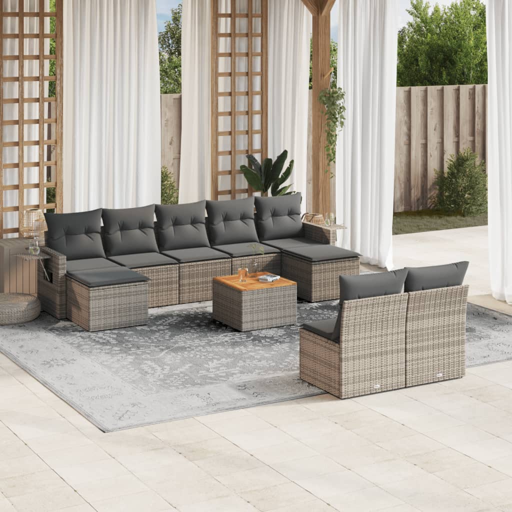 Loungegrupp 10 Delar Med Svarta Dynor Konstrotting