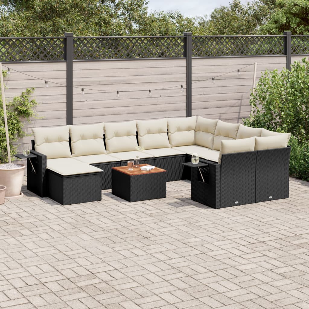 Loungegrupp För Trädgården M. Dynor 11 Delar Beige Konstrotting