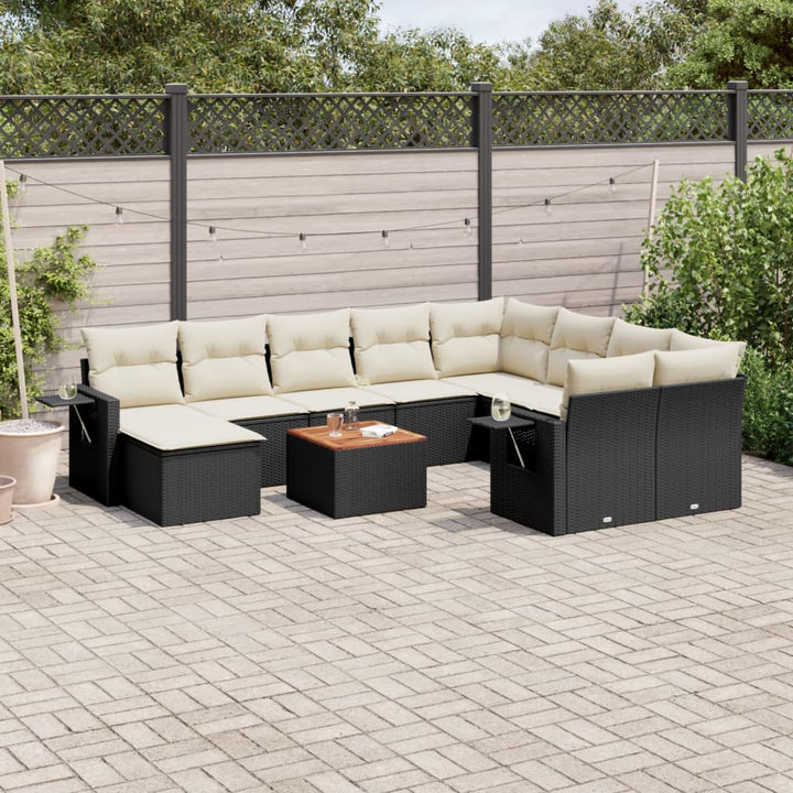 Loungegrupp För Trädgården M. Dynor 11 Delar Beige Konstrotting