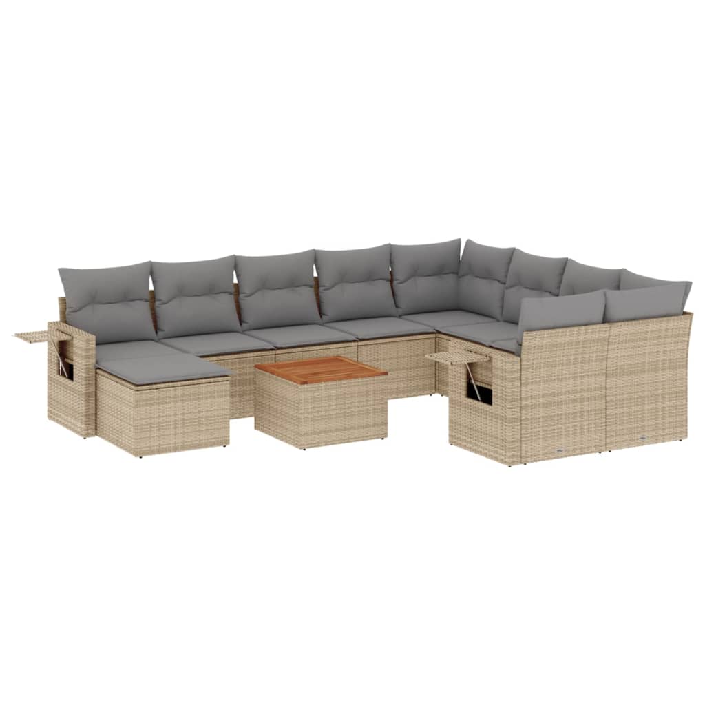 Loungegrupp För Trädgården M. Dynor 11 Delar Beige Konstrotting