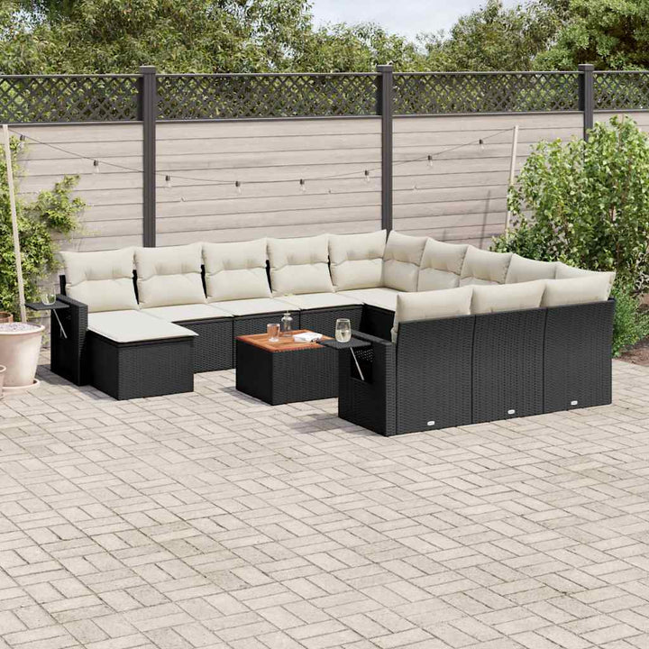Soffgrupp För Trädgården Med Dynor 13 Delar Beige Konstrotting