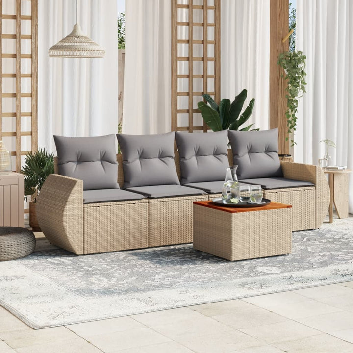 Loungegrupp För Trädgården Med Dynor 5 Delar Konstrotting