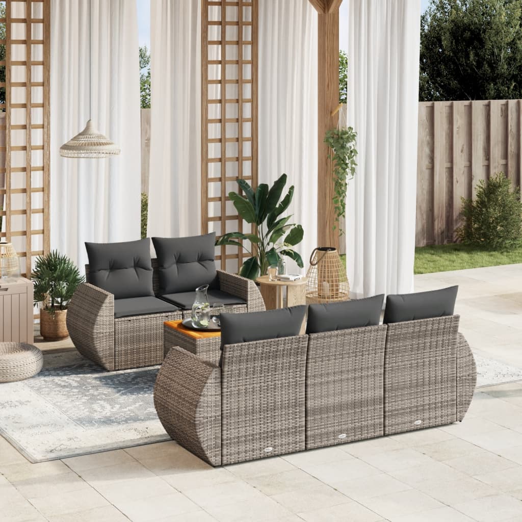 Loungegrupp Med Dynor 6 Delar Svart Konstrotting