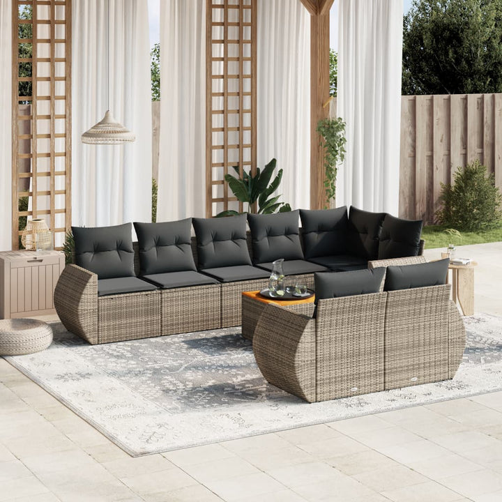 Soffgrupp För Trädgården Med Dynor 9 Delar Beige Konstrotting