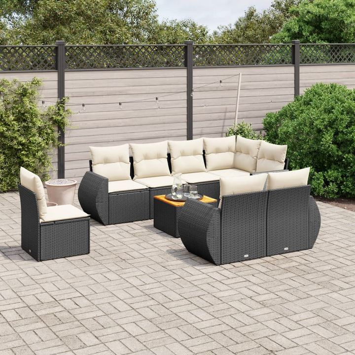 Soffgrupp För Trädgården Med Dynor 9 Delar Beige Konstrotting